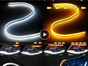 Ходові вогні у фари силіконові з поворотом 60см White/Yellow (обрізаємі) 60см. W/Y фото